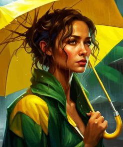 Girl With Yellow Umbrella Diamond Painting