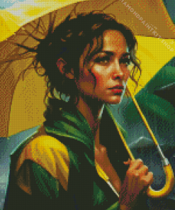 Girl With Yellow Umbrella Diamond Painting