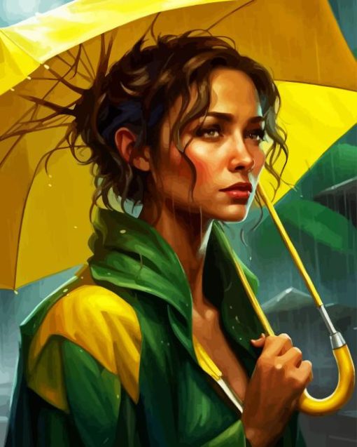 Girl With Yellow Umbrella Diamond Painting