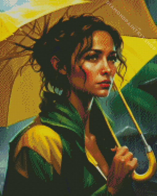 Girl With Yellow Umbrella Diamond Painting