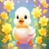 Little Duck And Yellow Flowers Diamond Painting