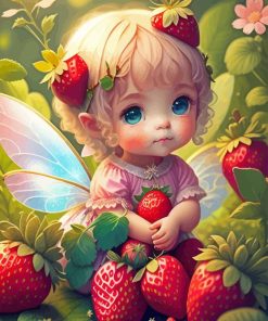 Little Fairy And Strawberries Diamond Painting