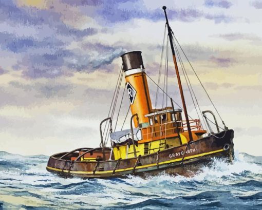 Old Tugboat Diamond Painting