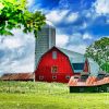 Red Barn With Silo Diamond Painting