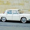 Renault 8 White Car Diamond Painting