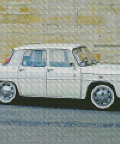 Renault 8 White Car Diamond Painting