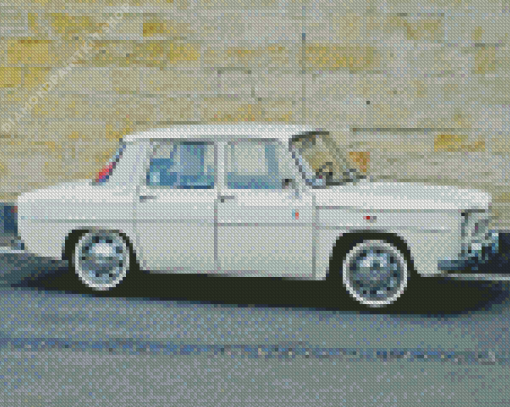 Renault 8 White Car Diamond Painting