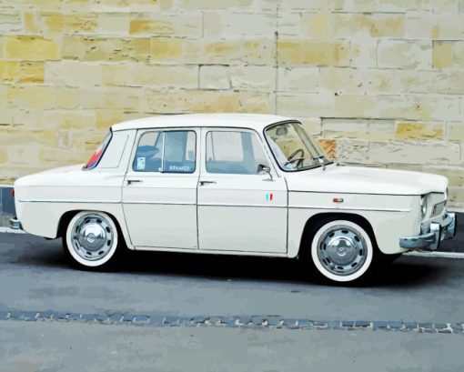 Renault 8 White Car Diamond Painting