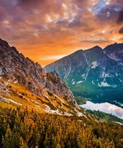 Tatra Mountains At Sunset Diamond Painting