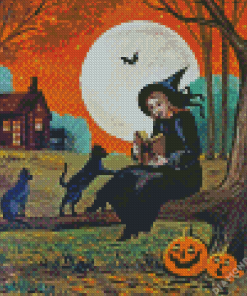 Witch And Cat Diamond Painting