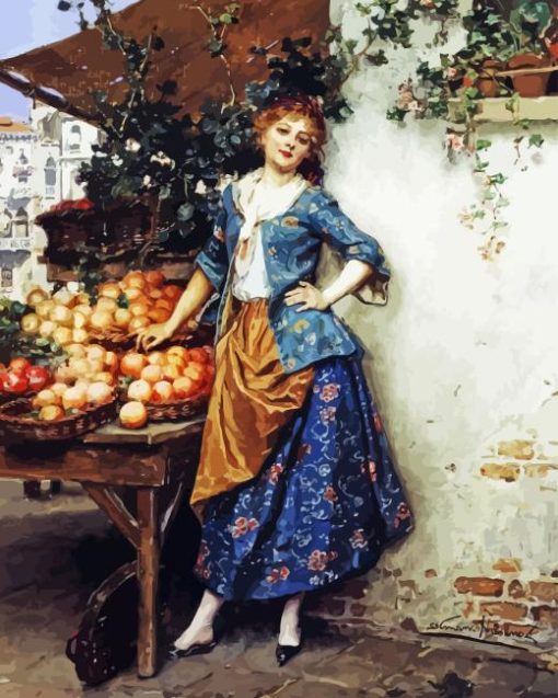 Young Fruit Seller Diamond Painting