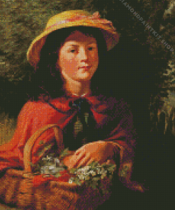 Young Girl With Basket Of Flowers Diamond Painting