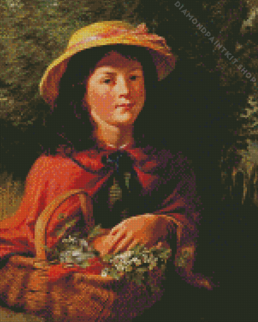 Young Girl With Basket Of Flowers Diamond Painting