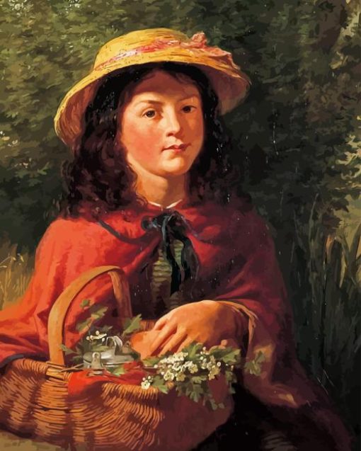 Young Girl With Basket Of Flowers Diamond Painting