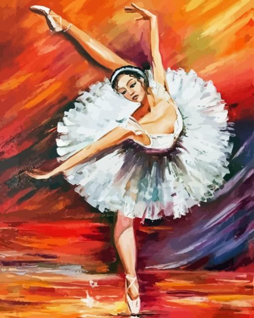 Abstract Ballerina In White Dress Diamond Painting