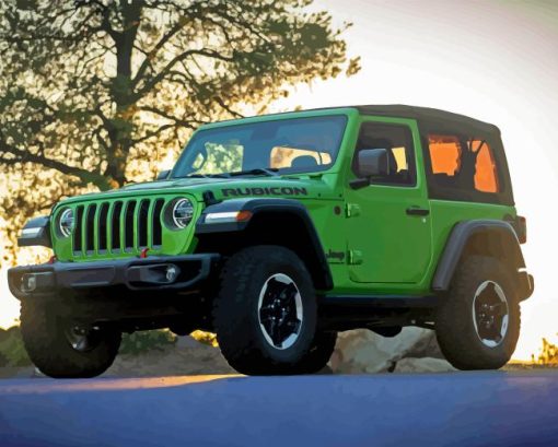 Green Jeep Diamond Painting