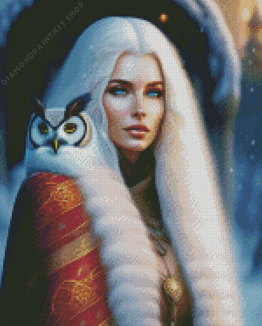 Young Lady With Owl Diamond Painting