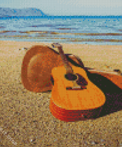 Vintage Guitar Seaside Diamond Painting