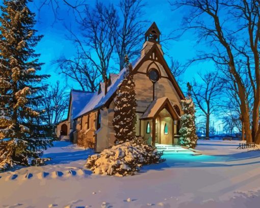 Winter Church Diamond Painting