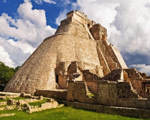 Yucatan Pyramid Del Adivino Diamond Painting