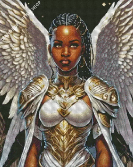 African Black Warrior Angel Diamond Painting