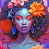 Afro Black Woman Flowers Diamond Painting