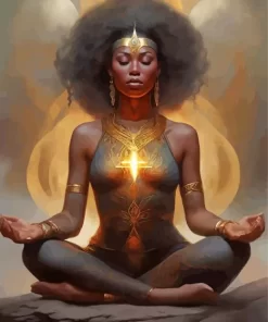 Afro Black Woman Meditating Art Diamond Painting