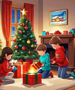 Animated Christmas Children Diamond Painting