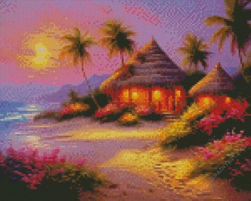 Beach Cabins Diamond Painting