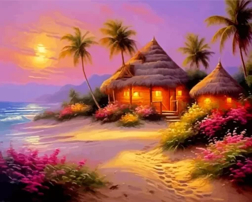 Beach Cabins Diamond Painting