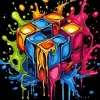 Colors Splash Rubiks Cube Diamond Painting