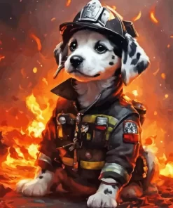 Fire Fighter Dog Diamond Painting