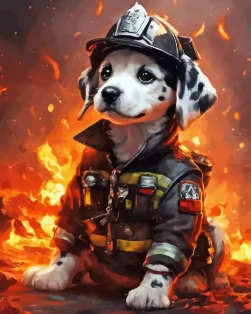 Fire Fighter Dog Diamond Painting