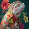 Flower And Reptile Diamond Painting