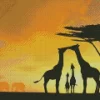 Giraffe Romance Silhouette Diamond Painting