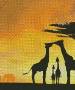 Giraffe Romance Silhouette Diamond Painting