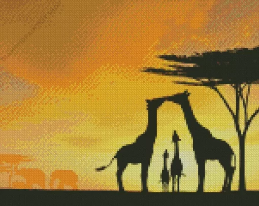 Giraffe Romance Silhouette Diamond Painting