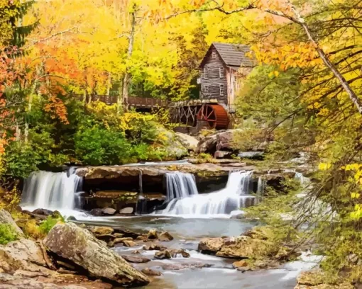 Glade Creek Grist Mill Diamond Painting