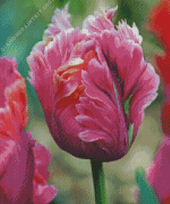 Pink Parrot Tulips Diamond Painting