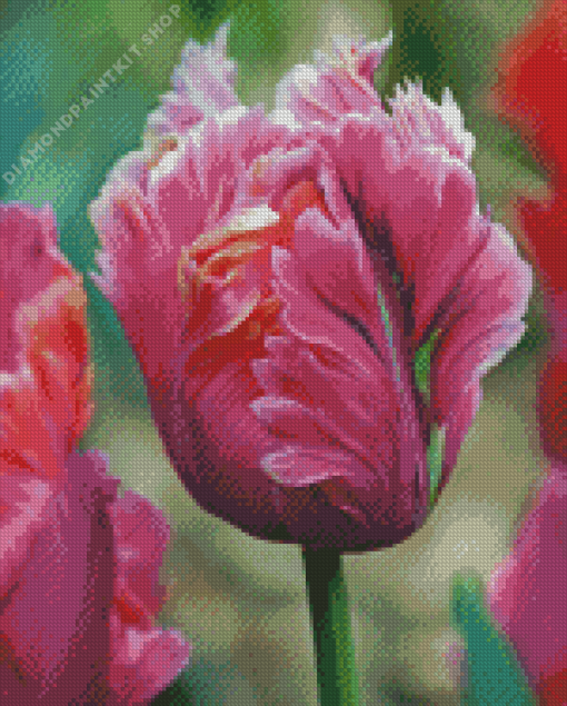 Pink Parrot Tulips Diamond Painting