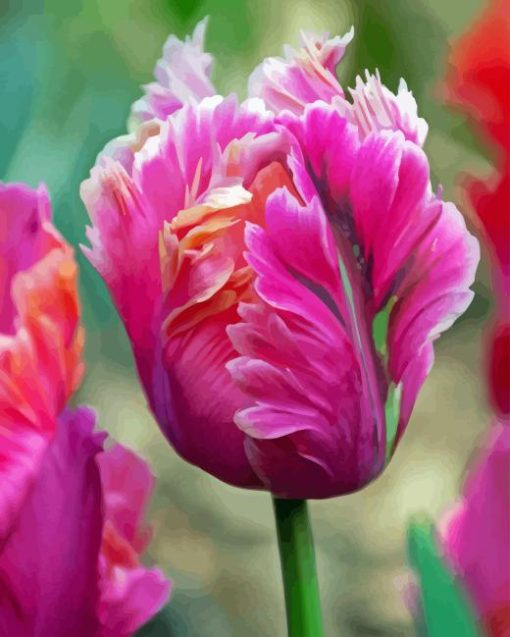 Pink Parrot Tulips Diamond Painting