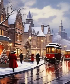 Vintage Christmas Evening Street Diamond Painting