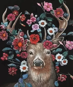 Wild Floral Deer Diamond Painting