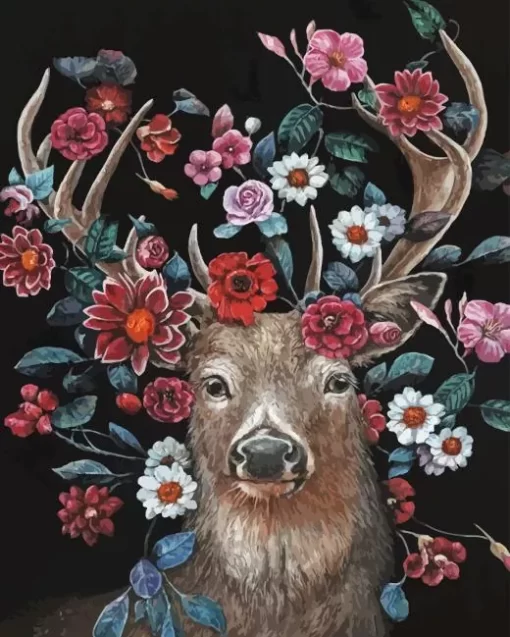 Wild Floral Deer Diamond Painting