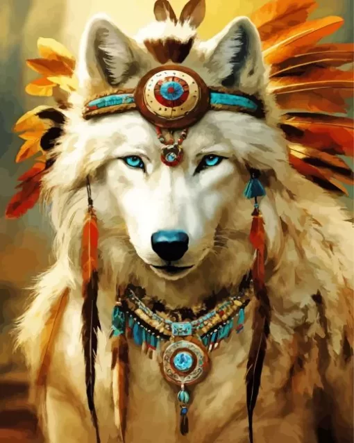 Aboriginal Wolf Diamond Painting