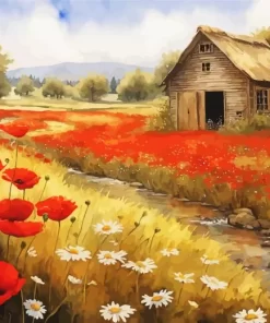 Aesthetic Field Of Poppies Art Diamond Painting