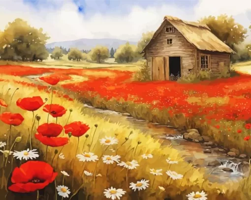 Aesthetic Field Of Poppies Art Diamond Painting