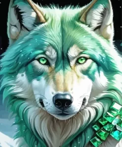 Aesthetic Green Wolf Art Diamond Painting