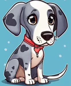 Animated Grey Great Dane With Spots Diamond Painting