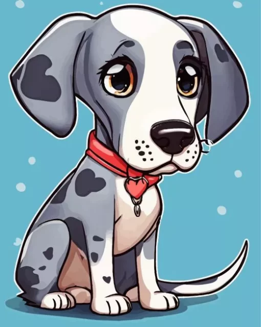 Animated Grey Great Dane With Spots Diamond Painting